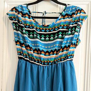 Hello Miss Dress, Blue/Aqua/Multicolored, Medium (Modcloth)